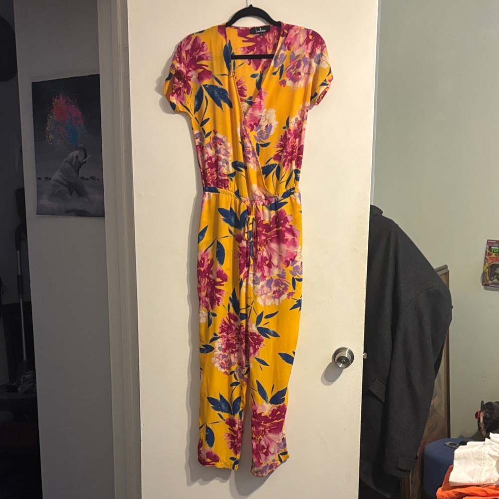 Lulu's Vibrant Yellow Floral Jumpsuit